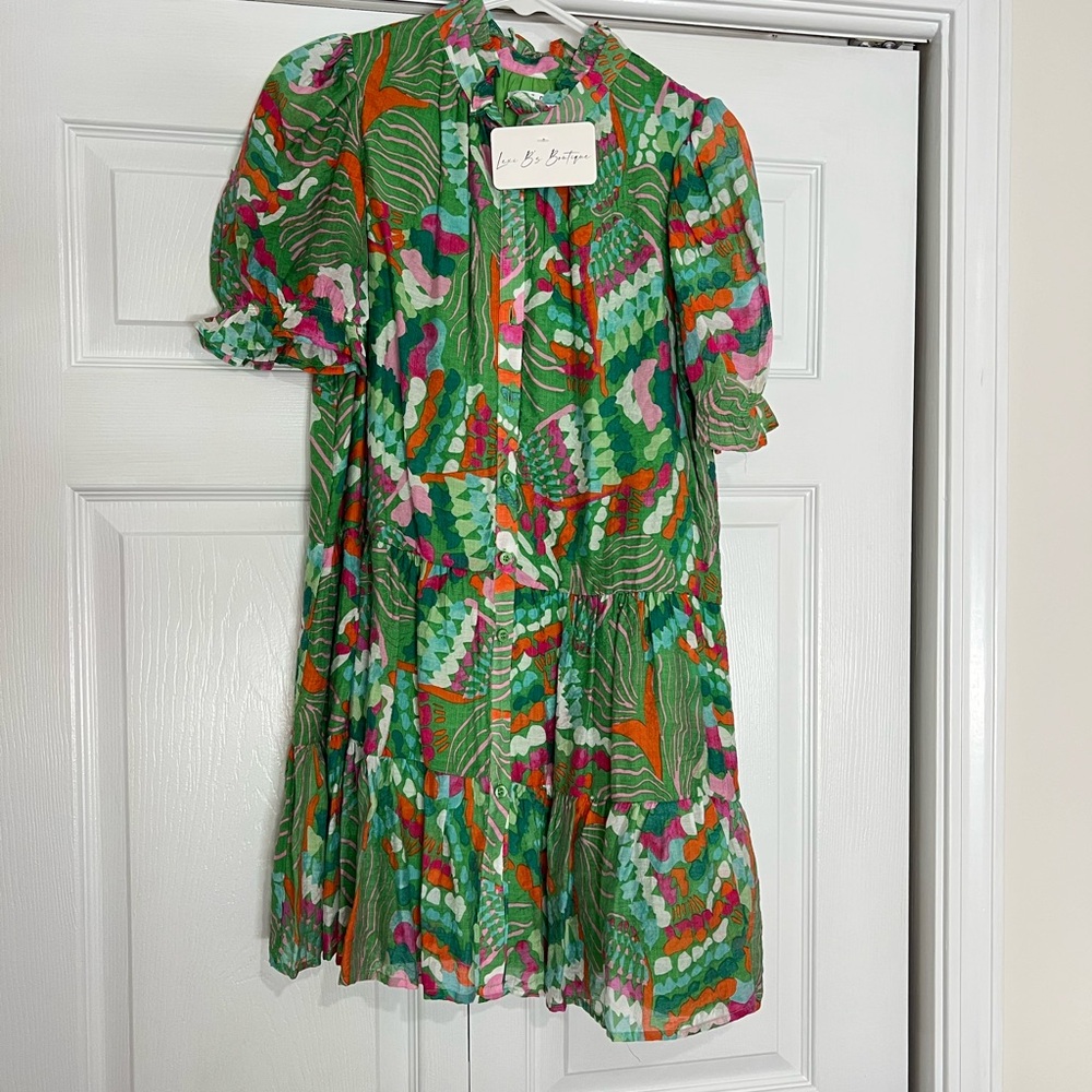 TCEC Green and Pink Floral Dress